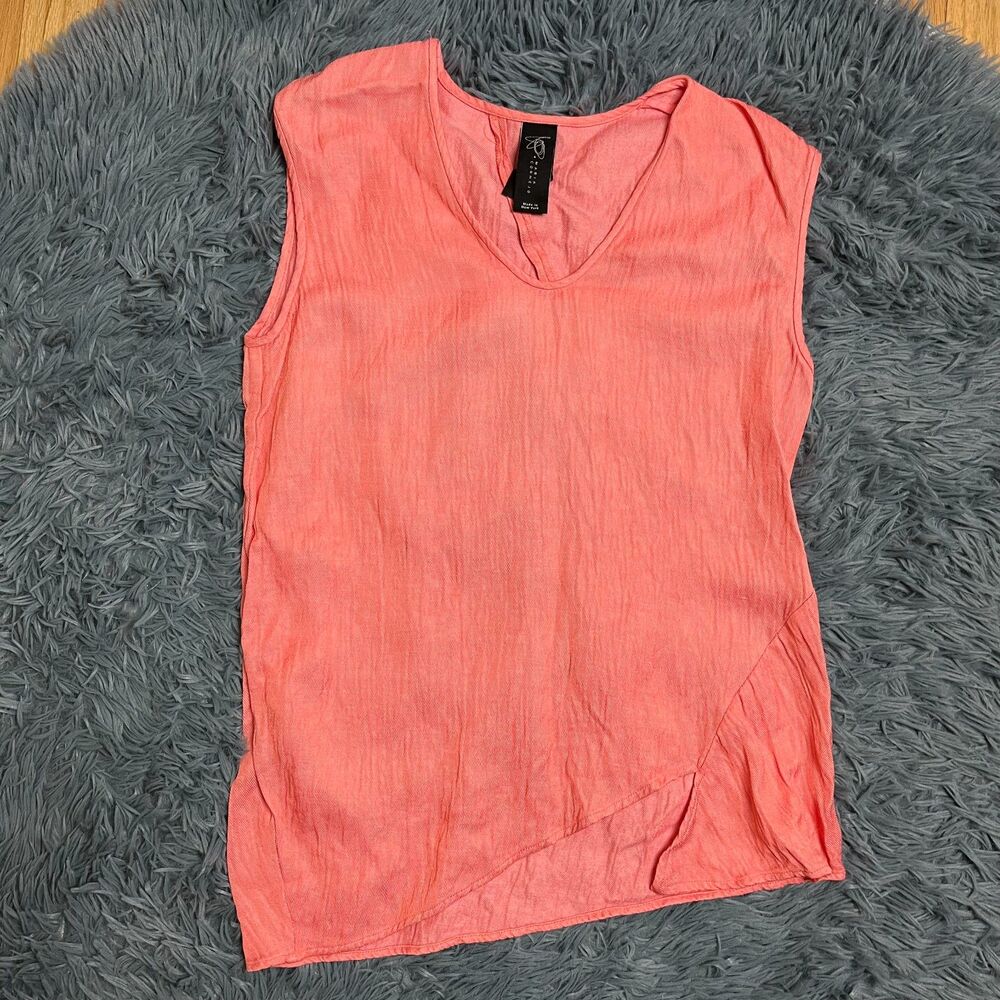 Zero + Maria Cornejo Salmon Linen Blend Asymmetrical Textured Blouse Sz 4 S
